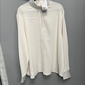 Zara White Blouse with Silver Accents